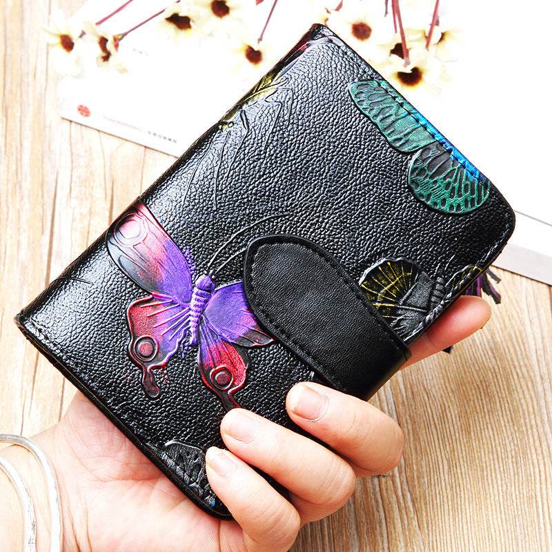 Stylish Short Leather Wallet for Women – Compact Bifold with Zipper & Card Slots - grabzbags.com