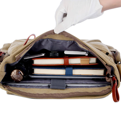 Canvas Laptop Messenger Bag – Men’s Shoulder Briefcase Computer Bag