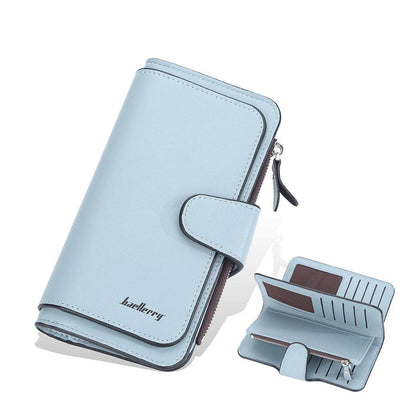 Women’s Korean Style Tri-Fold Long Wallet – Clutch with Zipper & Multiple Card Slots - grabzbags.com
