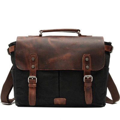 Men’s Vintage Leather Canvas Laptop Bag – Fashionable Business Messenger Briefcase - grabzbags.com