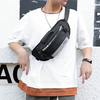 Men’s Reflective Waist Bag – Crossbody Pack for Travel, Running, Hiking & Cycling - grabzbags.com