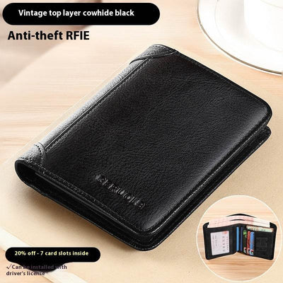 Genuine Leather Ultra-Thin Wallet – RFID Anti-Theft Cheng E Slim Card Holder for Men - grabzbags.com