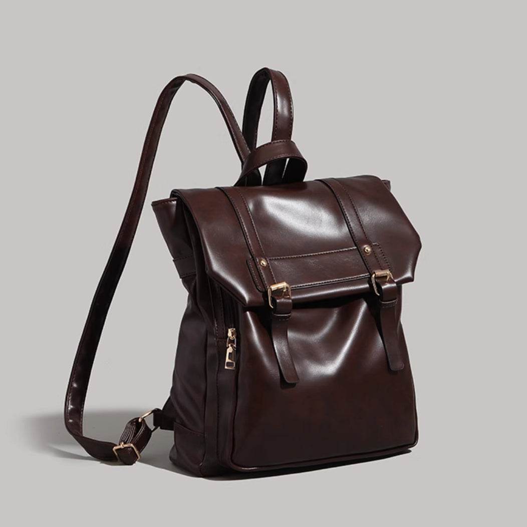 Soft Leather Laptop Backpack – Large Capacity Uniform-Style Computer Bag for Women - grabzbags.com