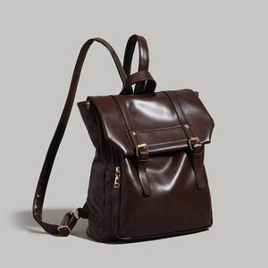 Soft Leather Laptop Backpack – Large Capacity Uniform-Style Computer Bag for Women - grabzbags.com