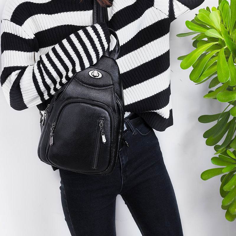 Women's Soft Leather Casual Backpack – Stylish All-Match Small Daypack for Travel, Work & Daily Use - grabzbags.com