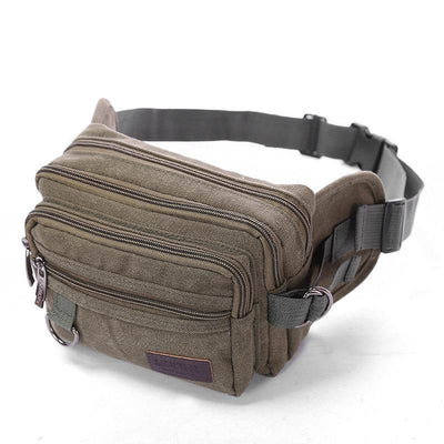 Men’s Canvas Fanny Pack with 4 Zipper Pockets – Adjustable Waist Bag for Travel, Running, Hiking & Cycling - grabzbags.com