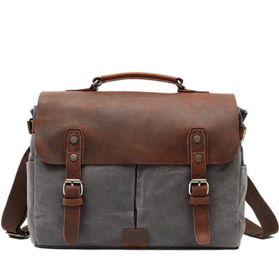 Men’s Vintage Leather Canvas Laptop Bag – Fashionable Business Messenger Briefcase - grabzbags.com