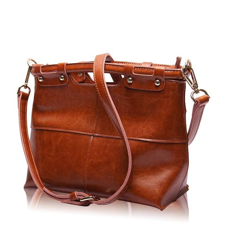 Women’s Retro Leather Messenger Bag – European & American Solid Color Crossbody - grabzbags.com