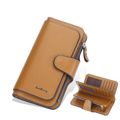 Women’s Korean Style Tri-Fold Long Wallet – Clutch with Zipper & Multiple Card Slots - grabzbags.com