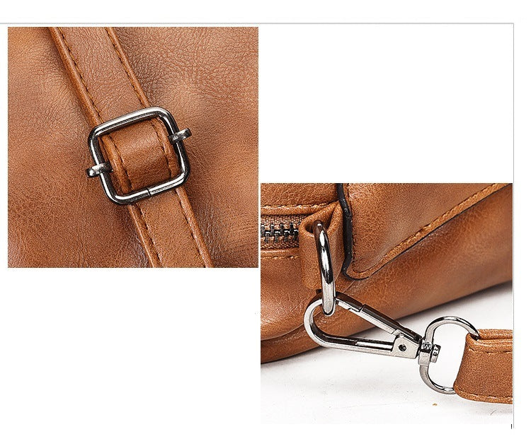 European & American Style PU Leather Boston Bag for Women – Large Retro Handbag with Belt Decoration, Trendy Cross-Border Fashion Tote