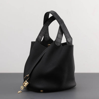 Cowhide Painted Vegetable Basket Bag – Portable Women’s Shoulder Bag with Adjustable Strap - grabzbags.com