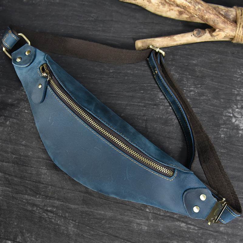 Men’s Multifunctional Crazy Horse Leather Belt Bag – Retro Waist Pack for Everyday Carry - grabzbags.com