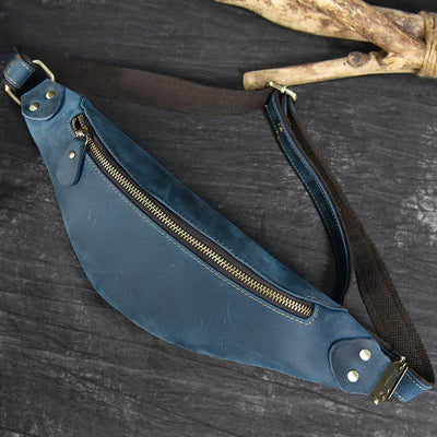 Men’s Multifunctional Crazy Horse Leather Belt Bag – Retro Waist Pack for Everyday Carry - grabzbags.com