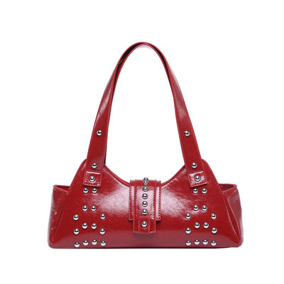 Personality Street Punk Oil Wax Leather Armpit Rivet Bag - grabzbags.com
