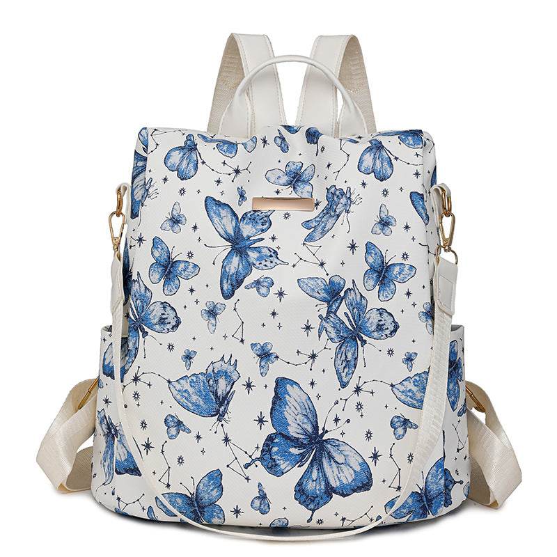 Butterfly Print Shoulder Backpack – Large Capacity Fashion Bag for Women & Girls - grabzbags.com