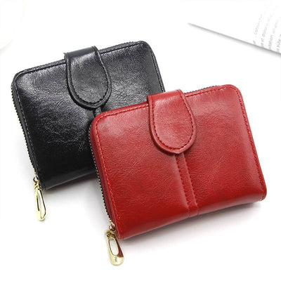 Short Solid Color Wallet – Multi-Card Slot Compact Card Holder for Women - grabzbags.com