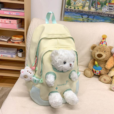 Cute Bear School Backpack – Large Capacity Bag for Junior High & College Students - grabzbags.com