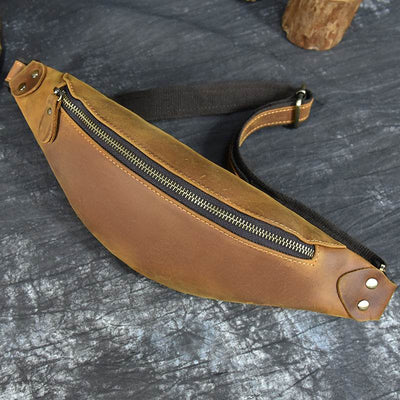 Men’s Multifunctional Crazy Horse Leather Belt Bag – Retro Waist Pack for Everyday Carry - grabzbags.com