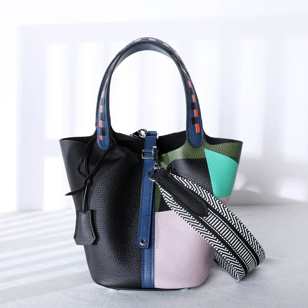 Cowhide Painted Vegetable Basket Bag – Portable Women’s Shoulder Bag with Adjustable Strap - grabzbags.com