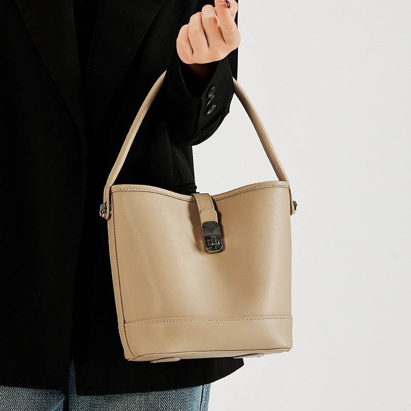 Women's Bucket Bag – High-Quality Cowhide Shoulder Handbag for Everyday Fashion - grabzbags.com