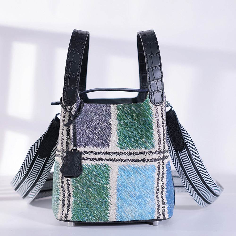 Cowhide Painted Vegetable Basket Bag – Portable Women’s Shoulder Bag with Adjustable Strap - grabzbags.com