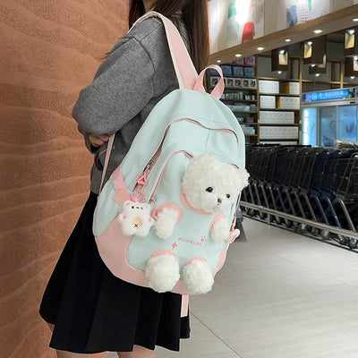 Cute Bear School Backpack – Large Capacity Bag for Junior High & College Students - grabzbags.com