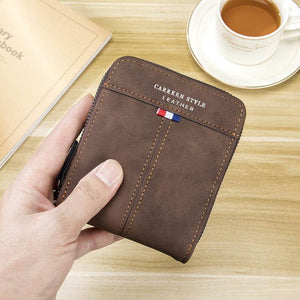 Classic Two-Fold Leather Wallet for Men – Vintage Style with Horizontal Zipper - grabzbags.com