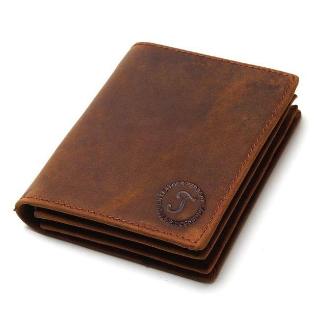 Genuine Leather Short Vertical Men's Wallet – Anti-Theft RFID-Blocking Design - grabzbags.com