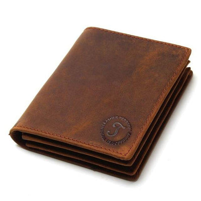Genuine Leather Short Vertical Men's Wallet – Anti-Theft RFID-Blocking Design - grabzbags.com