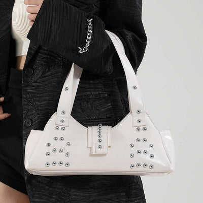 Personality Street Punk Oil Wax Leather Armpit Rivet Bag - grabzbags.com