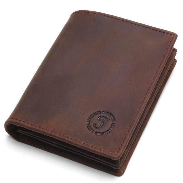 Genuine Leather Short Vertical Men's Wallet – Anti-Theft RFID-Blocking Design - grabzbags.com