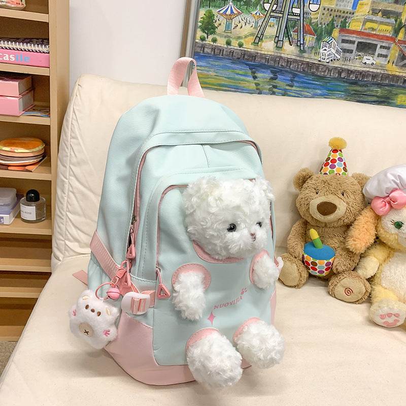 Cute Bear School Backpack – Large Capacity Bag for Junior High & College Students - grabzbags.com