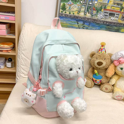 Cute Bear School Backpack – Large Capacity Bag for Junior High & College Students - grabzbags.com