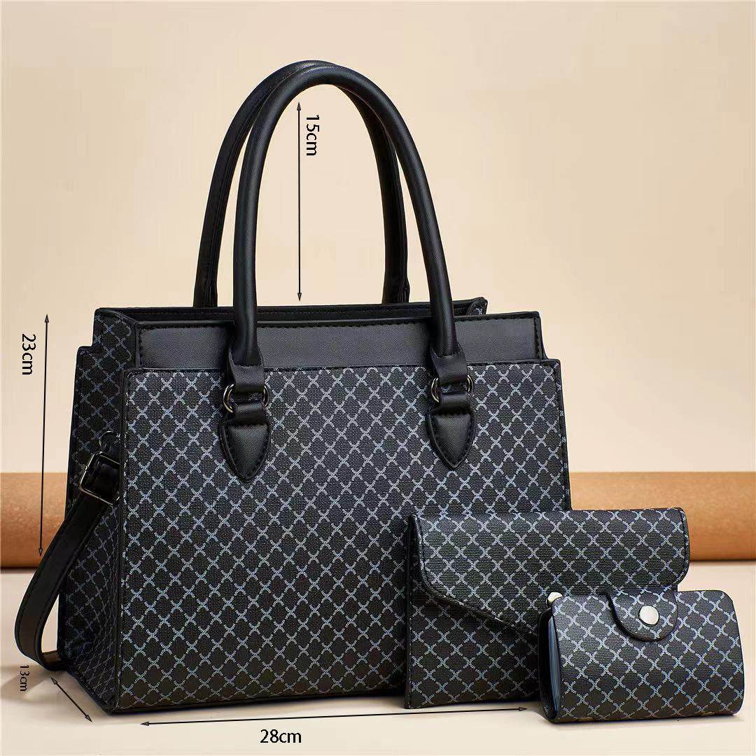 Women's Plaid Tote Bag Set – Large Capacity Fashion PU Leather Handbag with Double Straps - grabzbags.com