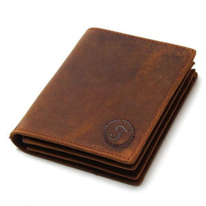 Genuine Leather Short Vertical Men's Wallet – Anti-Theft RFID-Blocking Design - grabzbags.com