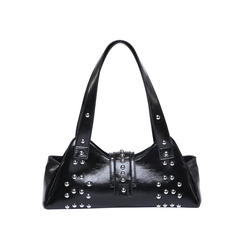 Personality Street Punk Oil Wax Leather Armpit Rivet Bag - grabzbags.com