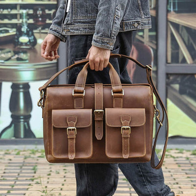 New Genuine Leather Business Handbag – Men’s Professional Briefcase & Office Bag - grabzbags.com