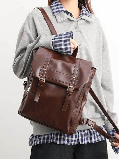 Soft Leather Laptop Backpack – Large Capacity Uniform-Style Computer Bag for Women - grabzbags.com