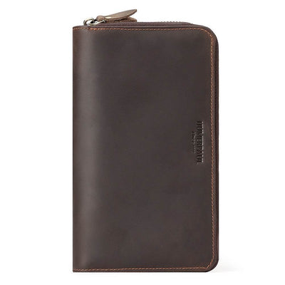 Vintage Genuine Leather Wallet – First Layer Cowhide with Zipper & Multiple Card Slots - grabzbags.com