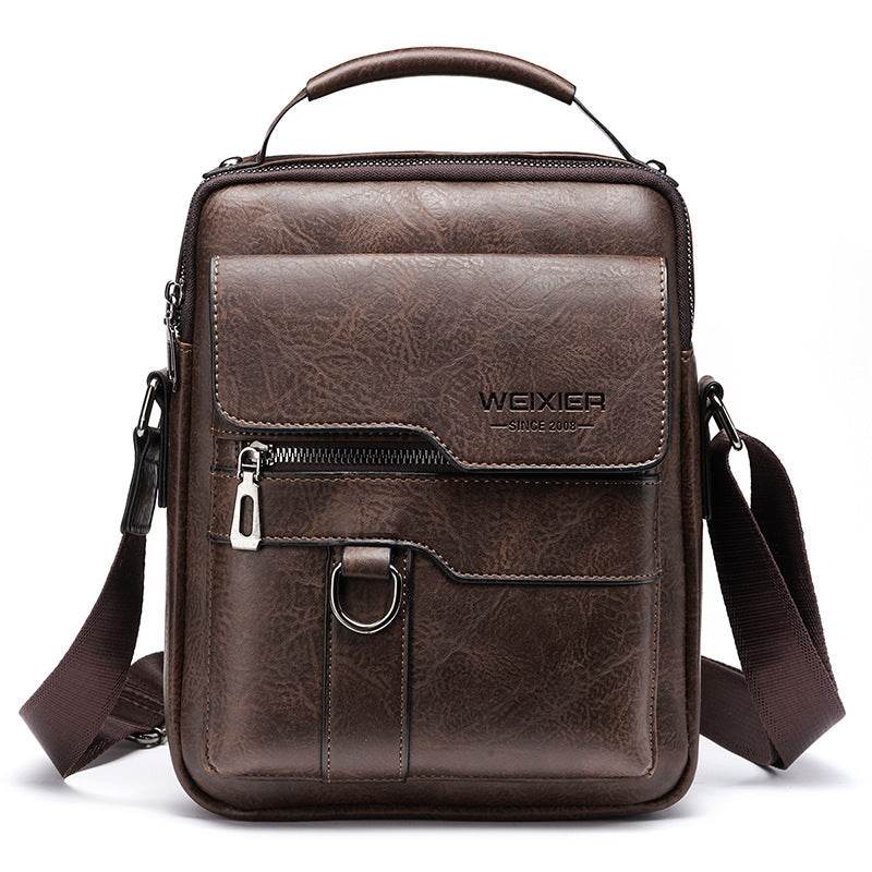 Popular Men’s Retro PU Leather Messenger Bag – One Shoulder Business Crossbody with Flap, Solid Travel Backpack - grabzbags.com