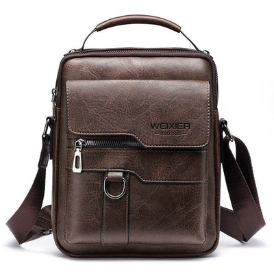 Popular Men’s Retro PU Leather Messenger Bag – One Shoulder Business Crossbody with Flap, Solid Travel Backpack - grabzbags.com