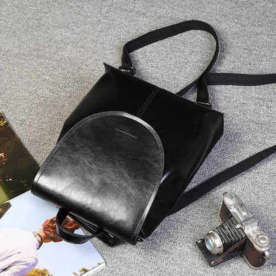 Women’s Genuine Leather Backpack – Retro Fashion Messenger Style Bag - grabzbags.com