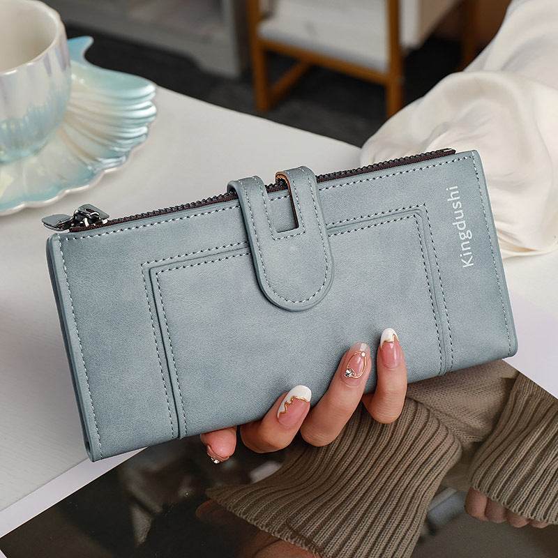 Women's Long PU Leather Wallet – Bifold Zipper Clutch Purse with Card Holder - grabzbags.com