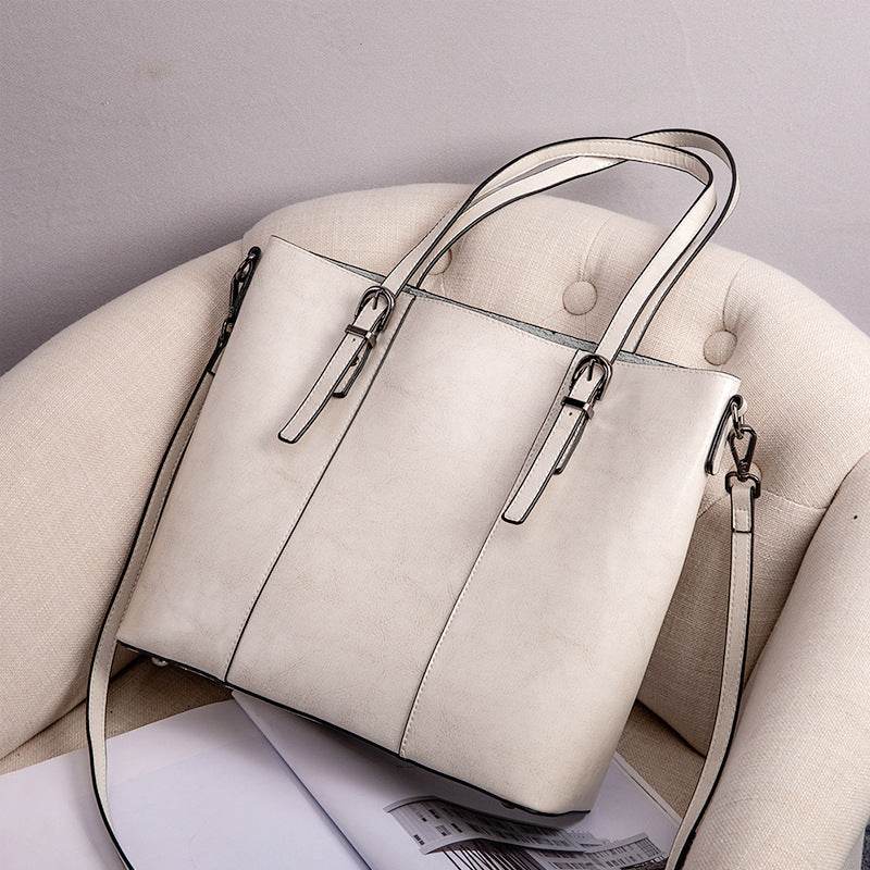 Women’s Genuine Leather Shoulder Bag – Retro Large-Capacity Fashion Tote - grabzbags.com