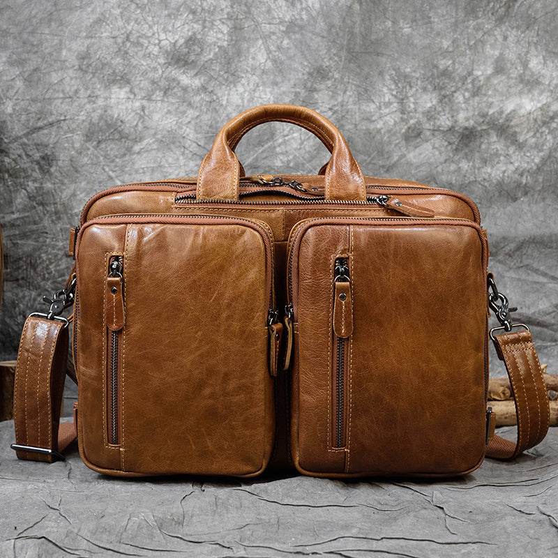 Men’s Leather Business Briefcase – Fashionable Unique Professional Laptop Bag - grabzbags.com