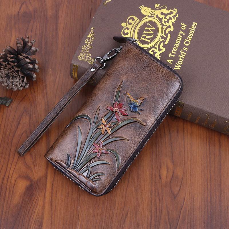Retro Long Clutch Wallet – Women's Vintage Style Purse with Multiple Card Slots - grabzbags.com