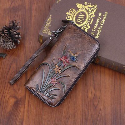 Retro Long Clutch Wallet – Women's Vintage Style Purse with Multiple Card Slots - grabzbags.com
