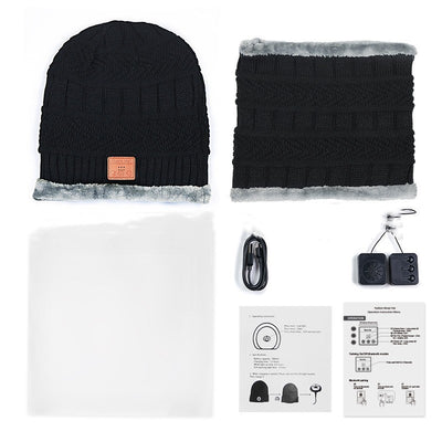 Winter Bluetooth 5.0 Beanie & Scarf – Wireless Hat with Headphones, Speaker & Mic