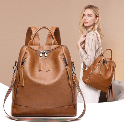 Women’s Minimalist Leather Backpack – Stylish & Versatile Casual Bag - grabzbags.com