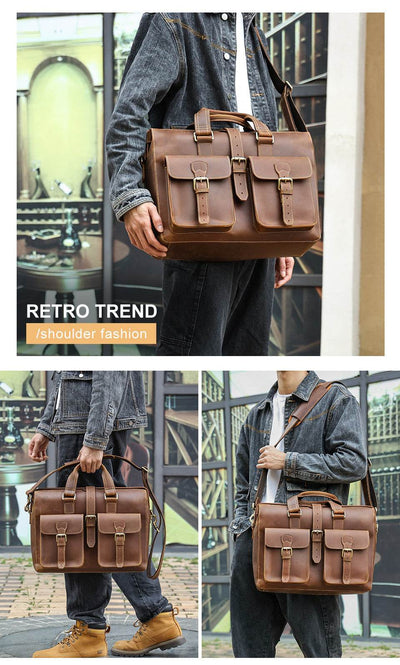 New Genuine Leather Business Handbag – Men’s Professional Briefcase & Office Bag - grabzbags.com
